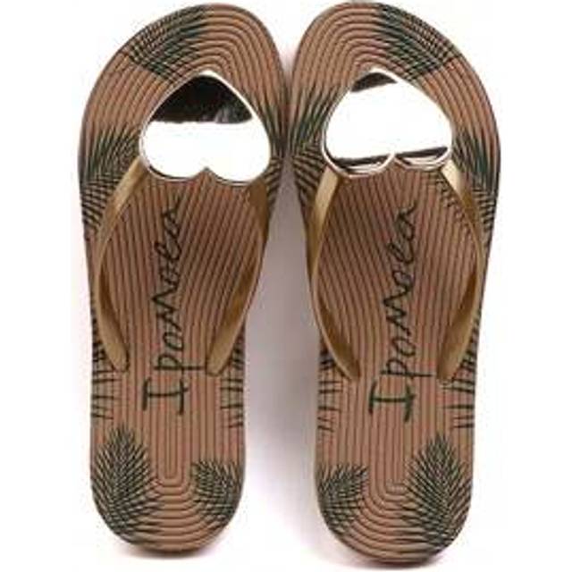 SHEIN Women&#39;s Summer Metallic Heart Flip Flops, Tropical Plant Floral Elements, Soft Bottom Breathable Anti-Slip Thong Sandals