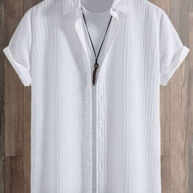 SHEIN Men&#39;s Summer Solid Color Short Sleeve Casual Shirt