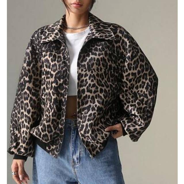 SHEIN Women&#39;s Leopard Print Zip-Up Casual Long Sleeve Jacket In Fall/Winter
