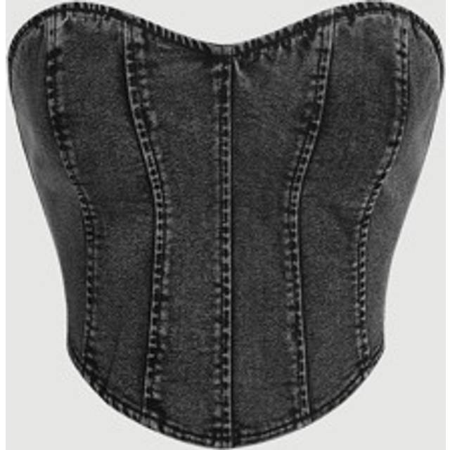 SHEIN Black Summer Solid Denim Tube Top
