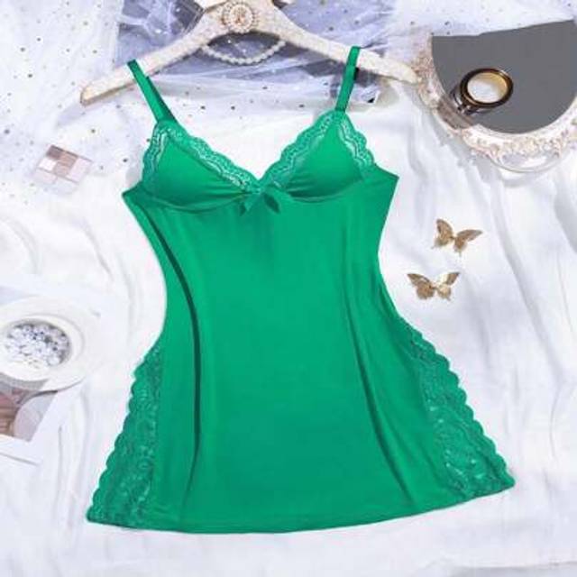 SHEIN Pink Lace Bow Strap Nightgown, Romantic Deep V Side Slit Sleepshirt, Women Sleepwear & Nightdress