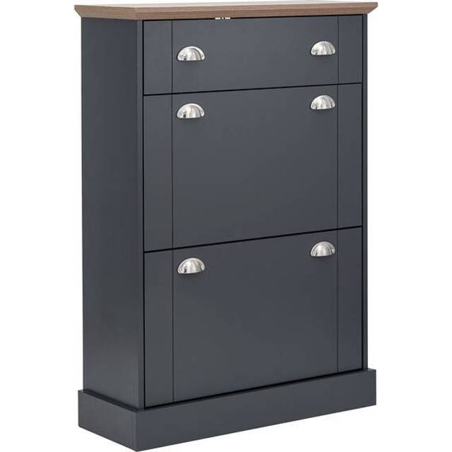 GFW Kendal Slate Blue Deluxe Shoe Cabinet - 29 x 76 x 108cm