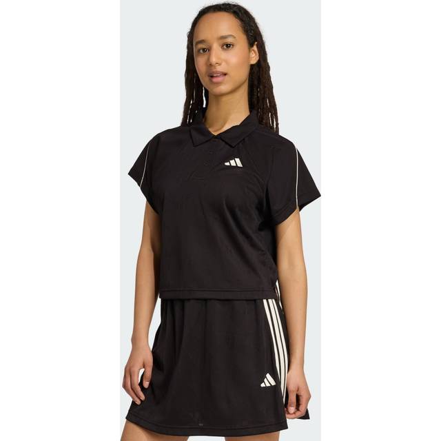 Stadium 3-Stripes Tennis Inspired Jacquard Polo Shirt T-Shirt - Black / Off White - XL