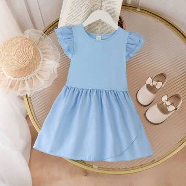 SHEIN Young Girl&#39;s Casual Sports Dance Comfortable Loose Fit Cap Sleeve Summer Dress, Suitable For Outdoor Activities