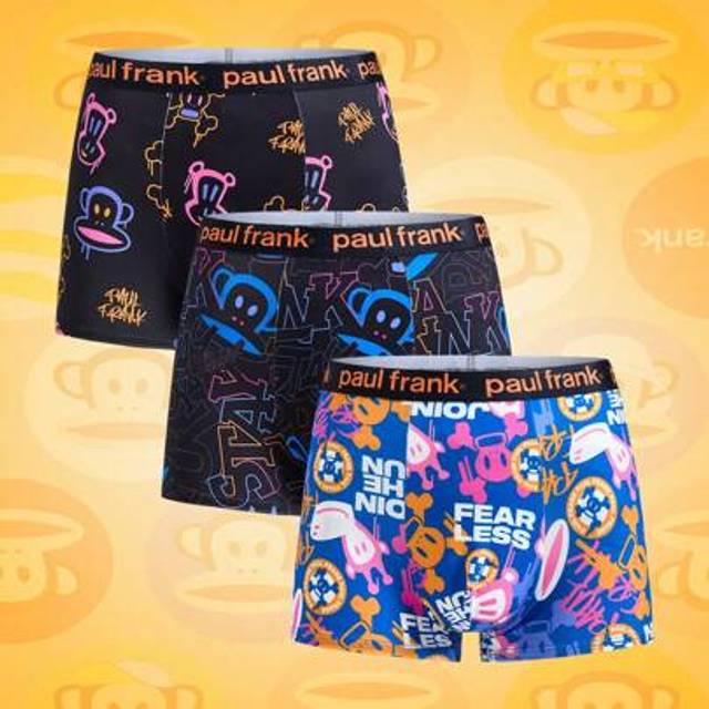 SHEIN Men&#39;s 3pcs Blcak Letter & Cartoon Monkey Print Fashionable Breathable Boxer Briefs Trunks
