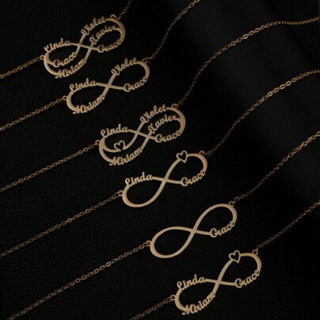 SHEIN Fashionable Versatile Personalized Chic Sexy Beautiful Elegant High-Grade Gold Infinity Symbol Name Initial Customized Necklace, Customized Jewelry, B