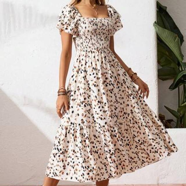 EMERY ROSE ManYin Summer Allover Print Halter Ruffled Dress Maxi Vacation Beach Outfits Women