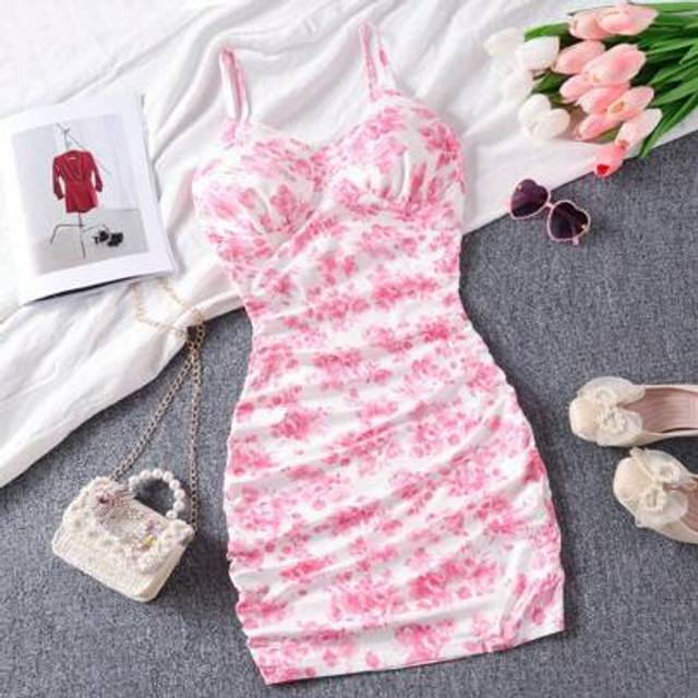 SHEIN Teen Girl&#39;s Casual Floral Print Knitted Camisole Dress, Spring/Summer