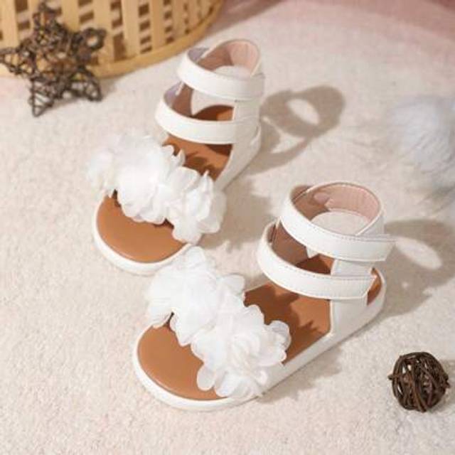 SHEIN 1 Pair Cute Fashion Baby Sandals, Flower Decor, Comfortable Flat Shoes Suitable For All Occasions And Spring/Summer