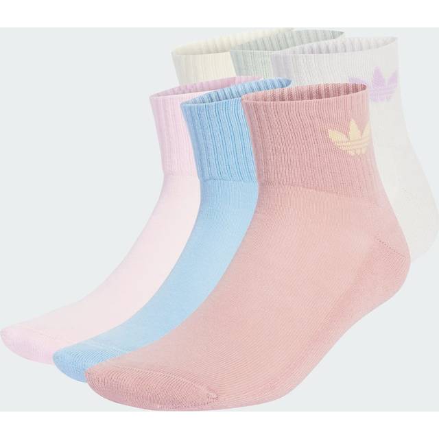 Adidas Mid Ankle Crew Socks 6 Pack Wonder Mauve Linen Green Gre Purple, L