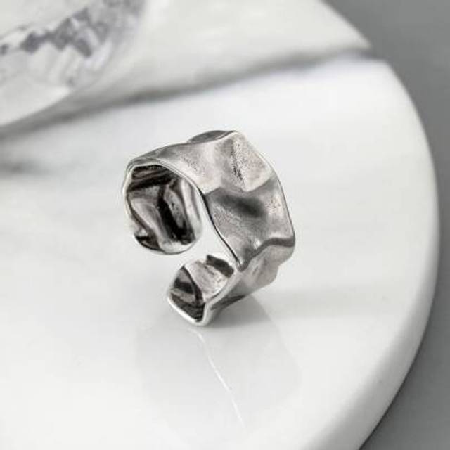 SHEIN Men Wide Cuff Ring Antique Silver Copper Fashionable Popular Jewelry Gift Party