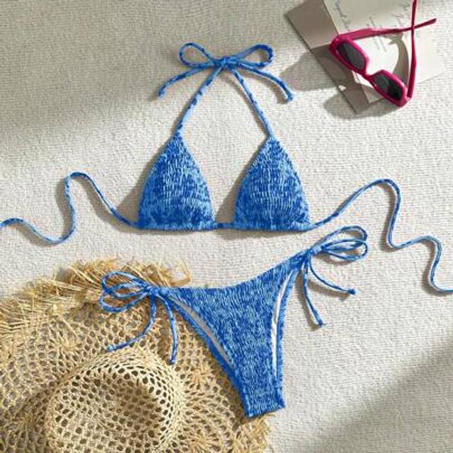 SHEIN Women&#39;s Halter-Neck Bikini 2 Pieces Swimwear Set, Minimalist And Fashionable For Summer