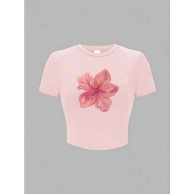 SHEIN Teen Girls Round Neck Short Sleeve Fashion T-Shirt, Suitable For Summer
