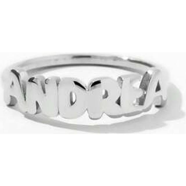 SHEIN Custom Bubble Name Ring In Sliver Stainless Steel Ring,Handwriting Name Ring For Women,Stacking Ring In 18k Gold ,Custom Jewelry , Personalized Gift,M
