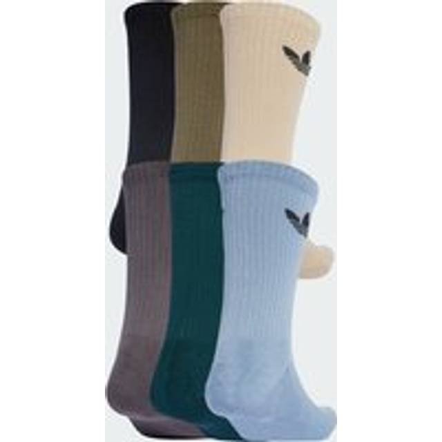 Trefoil Cushion Crew Socks 6 Pairs - Wonder Beige / Medium Dark Khaki / Aurora Ivy - 12.5K - 1