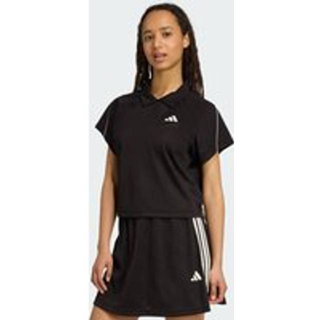 Stadium 3-Stripes Tennis Inspired Jacquard Polo Shirt T-Shirt - Black / Off White - XS