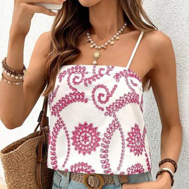 SHEIN 1pc Women&#39;s Textured Fabric Wavy Hem Camisole Vest, Casual For Vacation