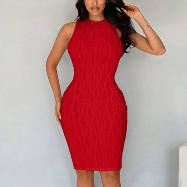 SHEIN Summer;Curve Line Slim Tank Dress