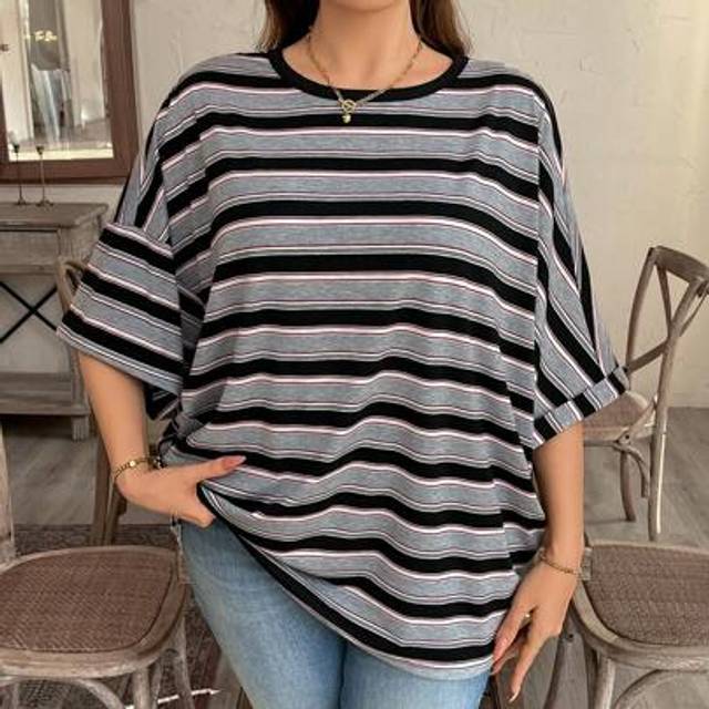 Luneh Women&#39;s Casual Striped Loose T-Shirt, Simple Fashion For Everyday Wear Bohemian Summer Boho Old Money Summer Outfits For Women Spring Break Rave Outfi