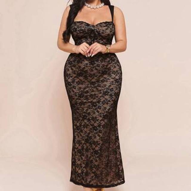 SHEIN Women&#39;s Plus Size Clothing Wedding Dress Bridesmaid Dress Mini Dress Party Dress Party Date Dress Festival Dress Women&#39;s Lace Tight Elegant Sexy Spagh