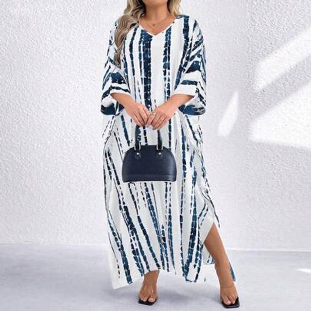 SHEIN Plus Size Women&#39;s Straight Cut Batwing Sleeve Loose Casual Dress Maxi Women Outfit