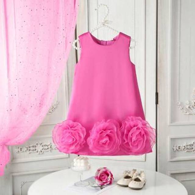 SHEIN 1pc Girls&#39; Wedding Flower Girl Dress, Elegant Sleeveless Satin Gown With Large Flower & Bow Decor, Suitable For Wedding, Party, Performance Event In S