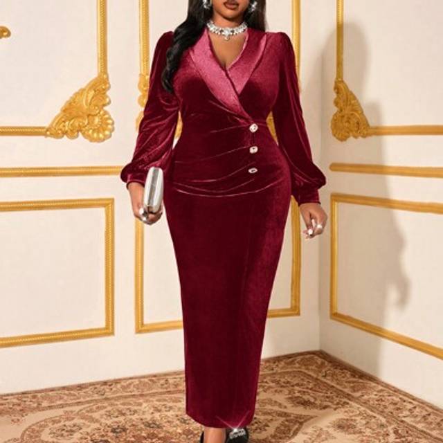 SHEIN Autumn And Winter Elegant Party Cocktail Party Cblack Silver Knitted Velvet Sequins Straight Sequin Midi Length Sleeve Plus Size Dresses New Year Dres