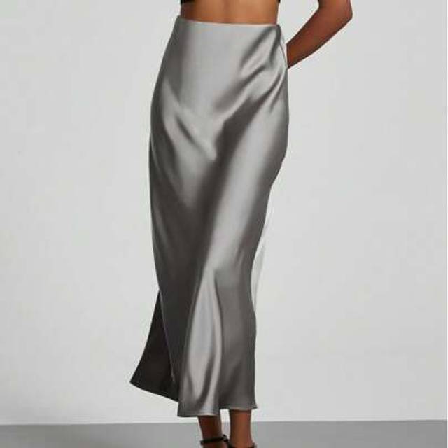 SHEIN Women&#39;s Stretch Satin Smooth Midi Skirt