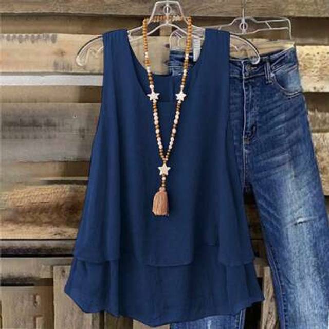 SHEIN Plus Size Women&#39;s Beach Vacation Sweet Vintage Double Ruffle Spaghetti Strap Tank Top, Spring/Summer