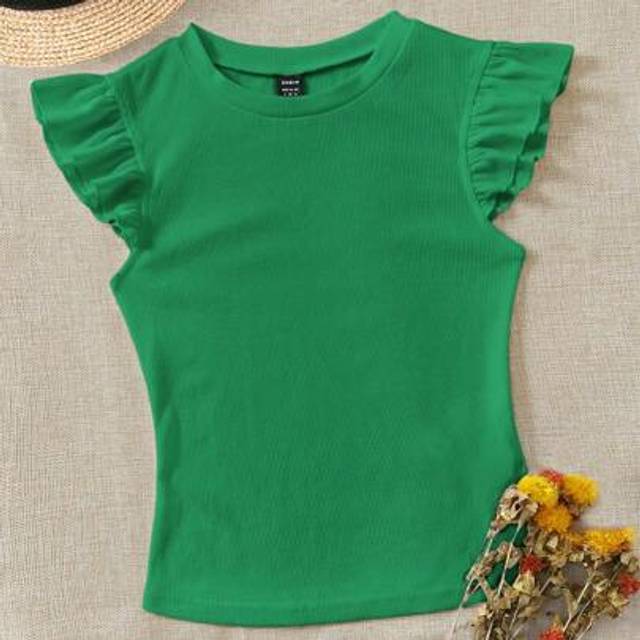 SHEIN Plus Size Vacation Casual Solid Color Cap Sleeve T-Shirt