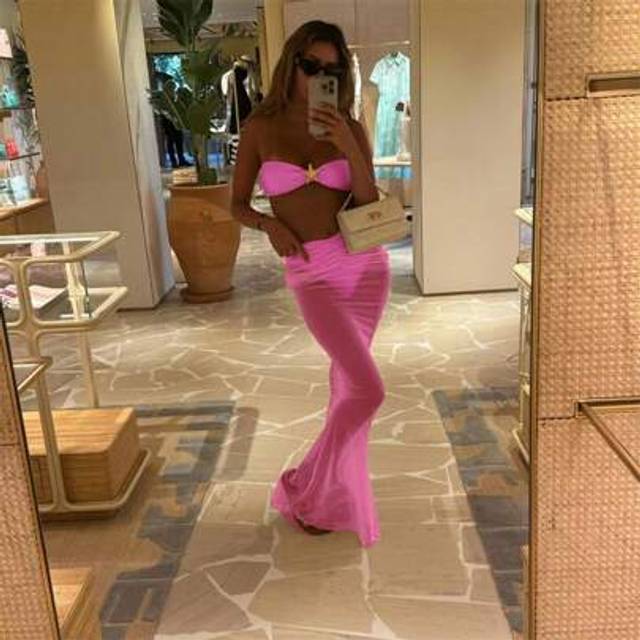 SHEIN 3pcs Set European & American Style Sexy Solid Color Starfish Swimwear