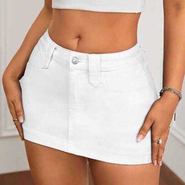 Jeanoix Women&#39;s Pockets Washed Denim Mini A-Line Skirt, Casual & Versatile