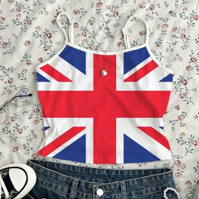 SHEIN Women&#39;s Casual Minimalist British Flag Graphic Sexy Camisole Top