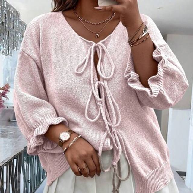 Calvaya Plus Size Women Cardigan Sweater With Tie, New Autumn/Winter Design