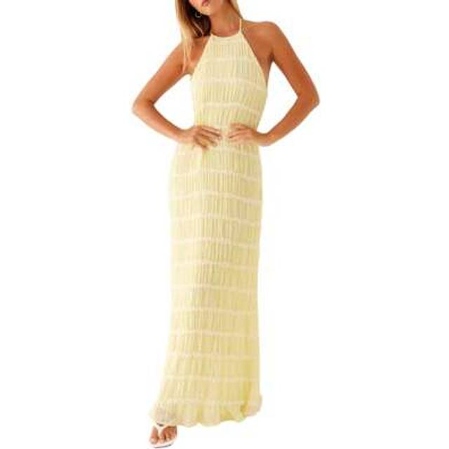 SHEIN Women&#39;s Ruched Bodycon Long Dress Sleeveless Backless Solid Color Dress Cocktail Party Dress