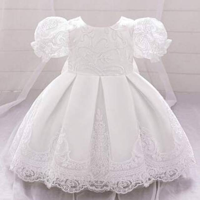 SHEIN Baby Girls&#39; Embroidered Tulle Cute 1st Birthday Party Princess Dress, Suitable As Flower Girl Dress For Weddings & Celebrations, Fabric Pattern Random