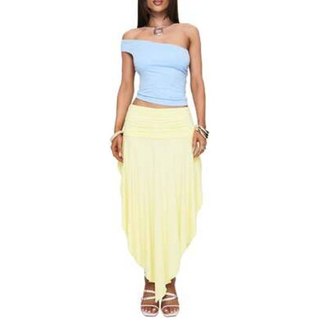 SHEIN Women&#39;s  Asymmetrical Midi Skirts High Waist Side Split Pleated Long Skirt