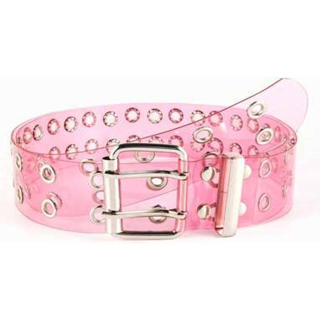 SHEIN 1pc Women&#39;s Y2K Style Pink PVC Dual Row Grommet Punk Belt