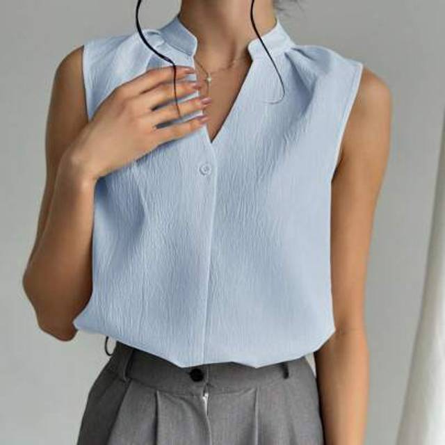 Firerie Women&#39;s Minimalist Chic V-Neck Blouse, Commute & Office Wear