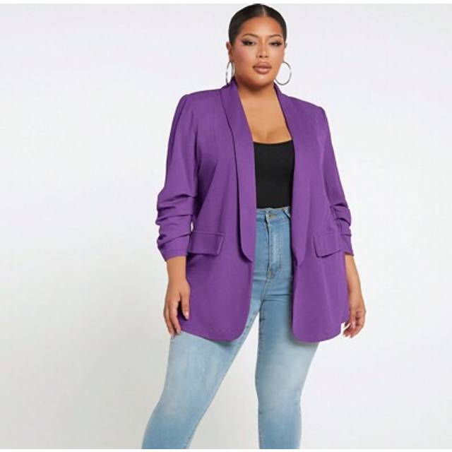 SHEIN Plus Size Simple Solid Color Casual Blazer