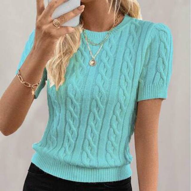 SHEIN Autumn/Winter New European And American Blogger Style 3D Twist Design Crew Neck Knit Sweater