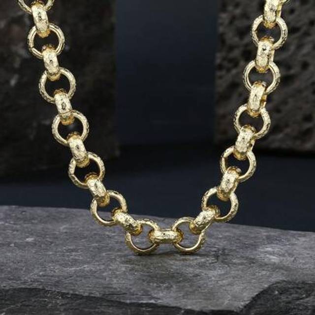 SHEIN 1pc 12mm Punk Round Circle Textured Chain Necklace With OT Clasp For Men, Suitable For Birthday, Holidays And Everyday Wear