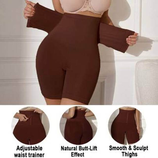 SHEIN 1pc High Waist Seamless Abdomen Control Slimming Shorts With Front Hook Closure