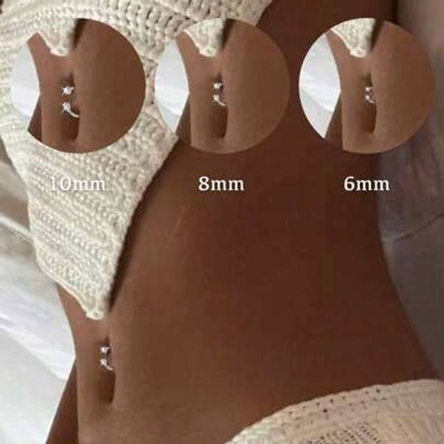 SHEIN 1 Pc S925 Sterling Silver Belly Button Zirconia Belly Button Silver Navel Rings Small Belly Button Mimi Belly Jewelry