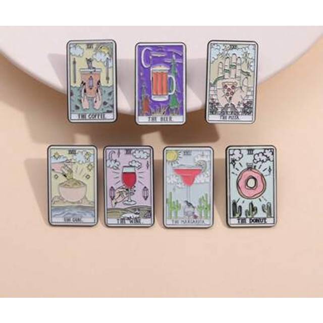 SHEIN 1pc Vintage Style Tarot Card Series Geometric Metal Brooch, Elegant Wine Glass Design Brooch Accessory