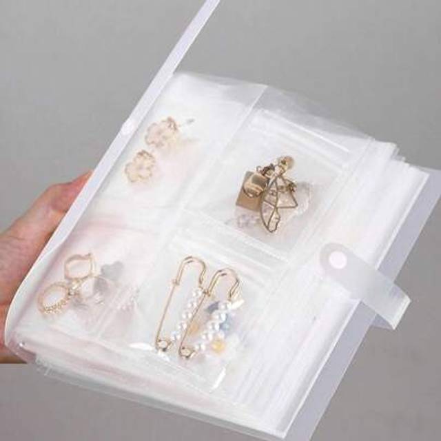 SHEIN Large Capacity Transparent PVC Jewelry Organizer Book - Multi-Functional Storage For Earrings, Rings, And Necklaces With Antioxidant Bags, White Mater