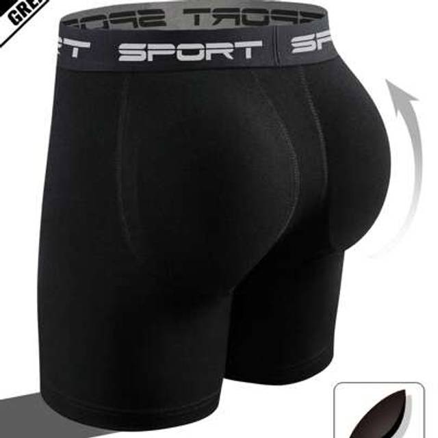 SHEIN 1pc Men&#39;s Briefs With Removable Padded Butt Lifter, Long Leg Boxer, Breathable Soft Comfortable, Fashion Sexy, Suitable For Casual Sports Outings, Gif