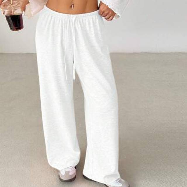 SHEIN Women&#39;s Solid Color Drawstring Waist Soft Knit Loose Casual Pants, Fall/Winter , Baggy Pants