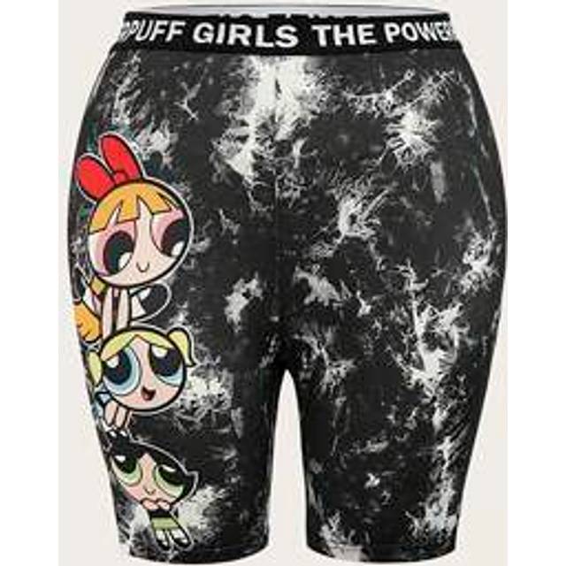 SHEIN Plus Size Tie Dye & Blossom, Bubbles, Buttercup Pattern Cycling Shorts