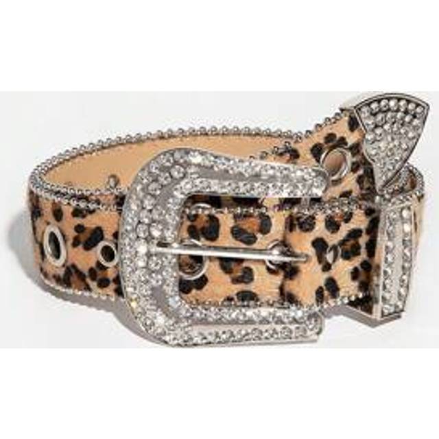 SHEIN 1pc Women&#39;s Y2K Punk Rhinestone Buckle Snake & Leopard Print Hollow Out Rhinestone Beaded Edge Waist Belt For Casual Outings Halloween